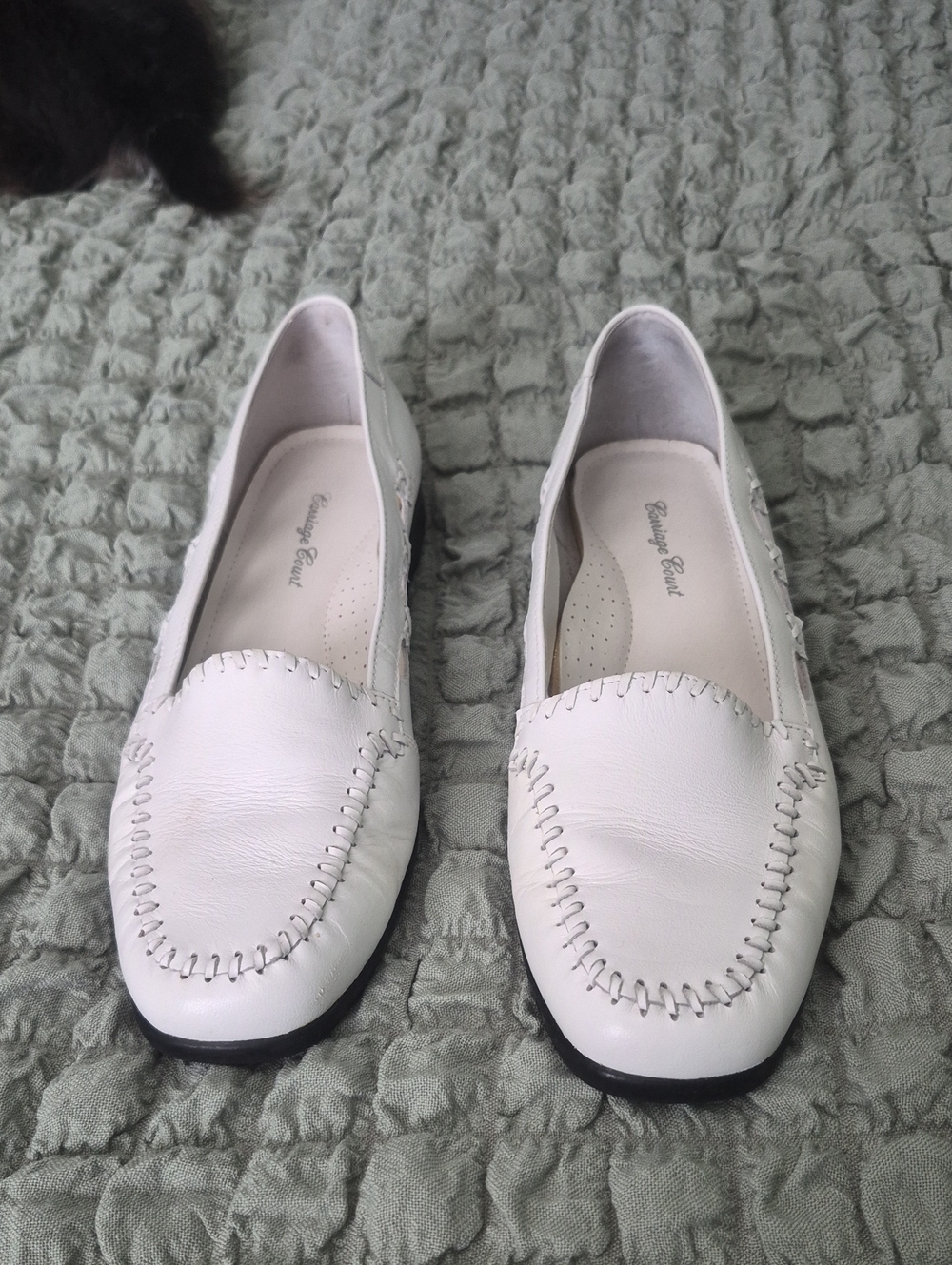 Women’s White Cutout Leather Loafers